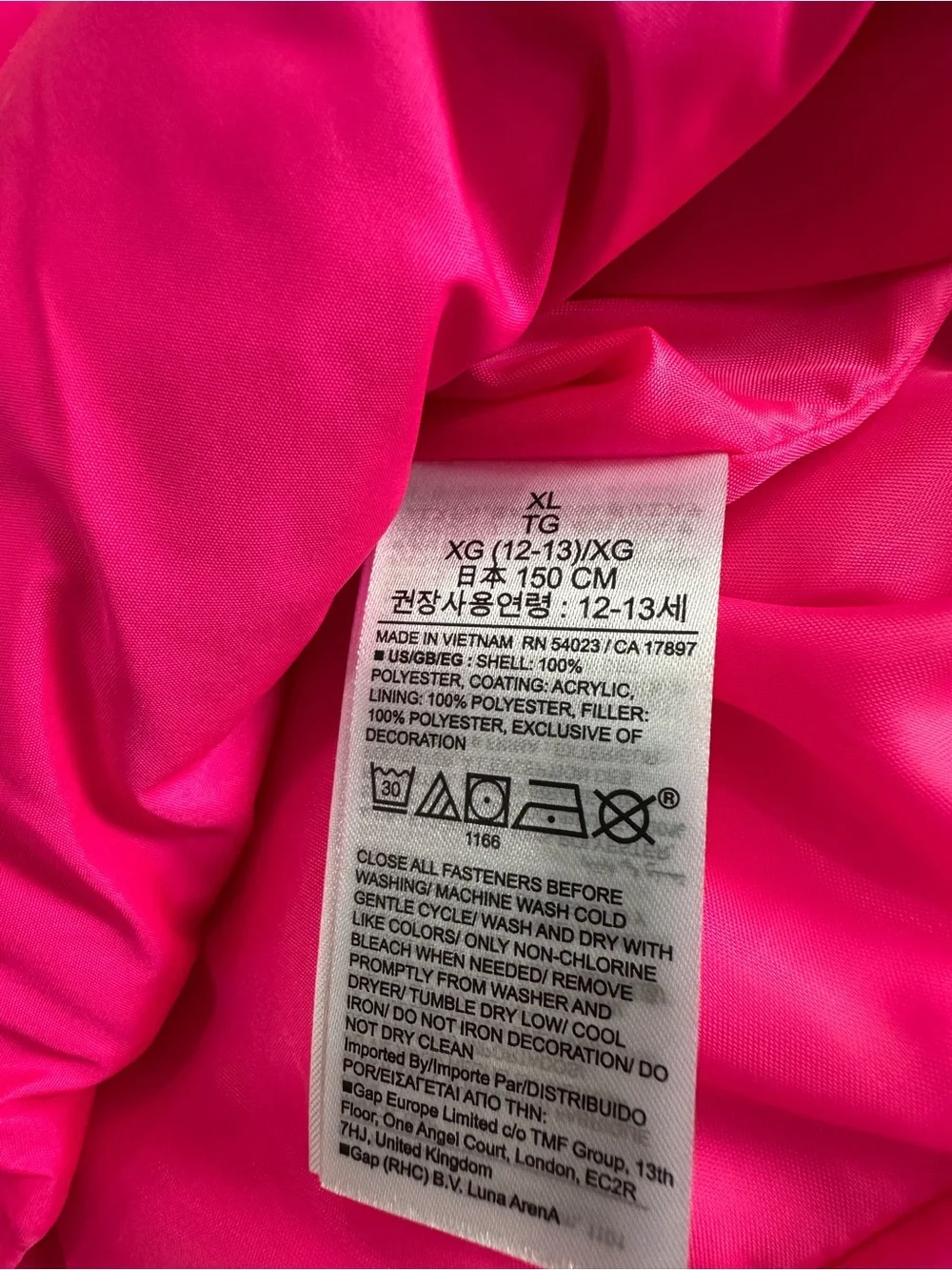 GAPKids Girls Bright Hot Pink Puffer Vest for Kids